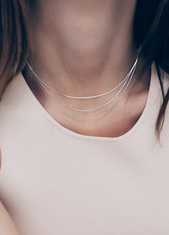 スネークチェーン3連ネックレス (SV) Teilen