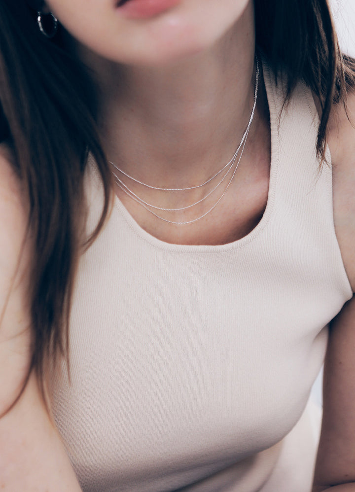 スネークチェーン3連ネックレス (SV) Teilen