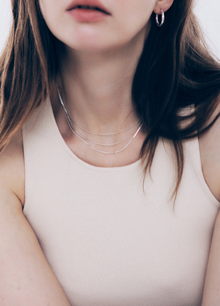 スネークチェーン3連ネックレス (SV) Teilen