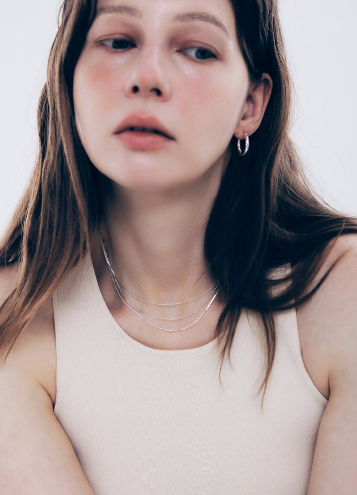 スネークチェーン3連ネックレス (SV) Teilen