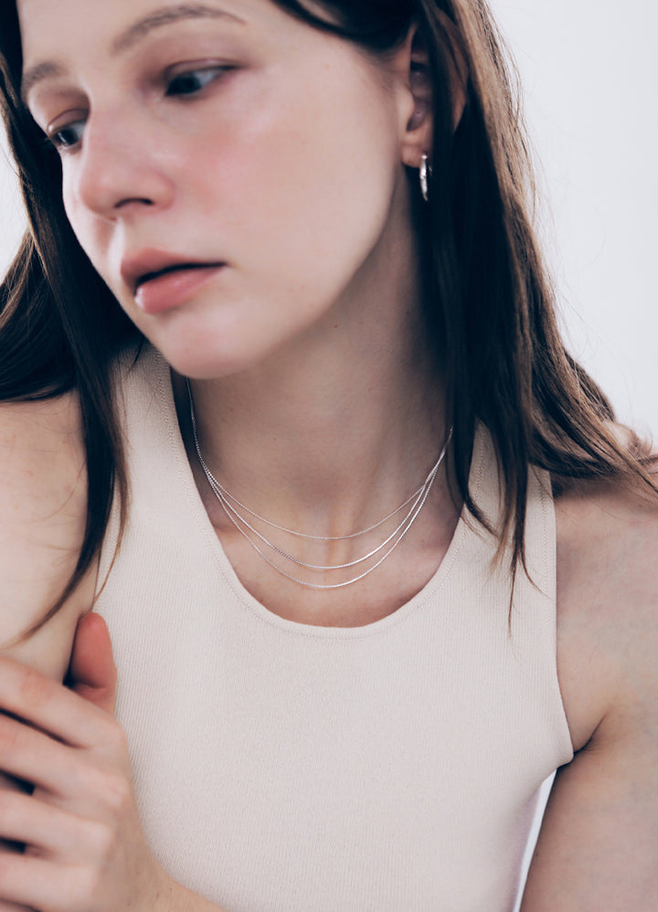 スネークチェーン3連ネックレス (SV) Teilen