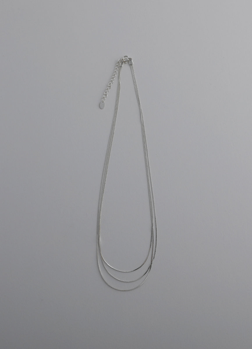 スネークチェーン3連ネックレス (SV) Teilen