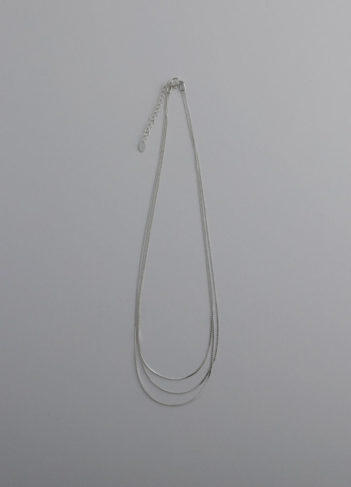 スネークチェーン3連ネックレス (SV) Teilen