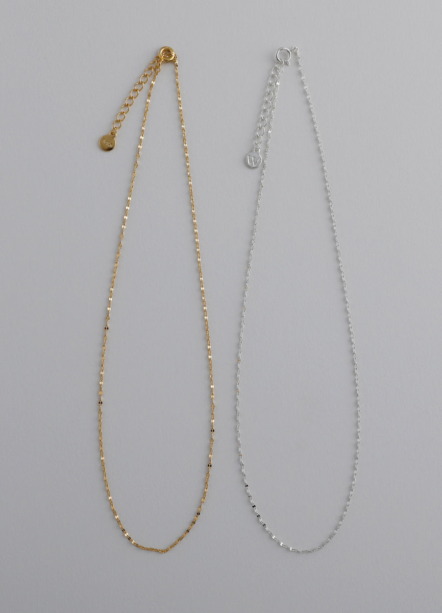 ペタルチェーンネックレス (シルバー925、16KGP) Teilen