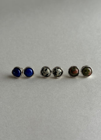 SALE ラウンドジェムストーンピアス (SV) Toii