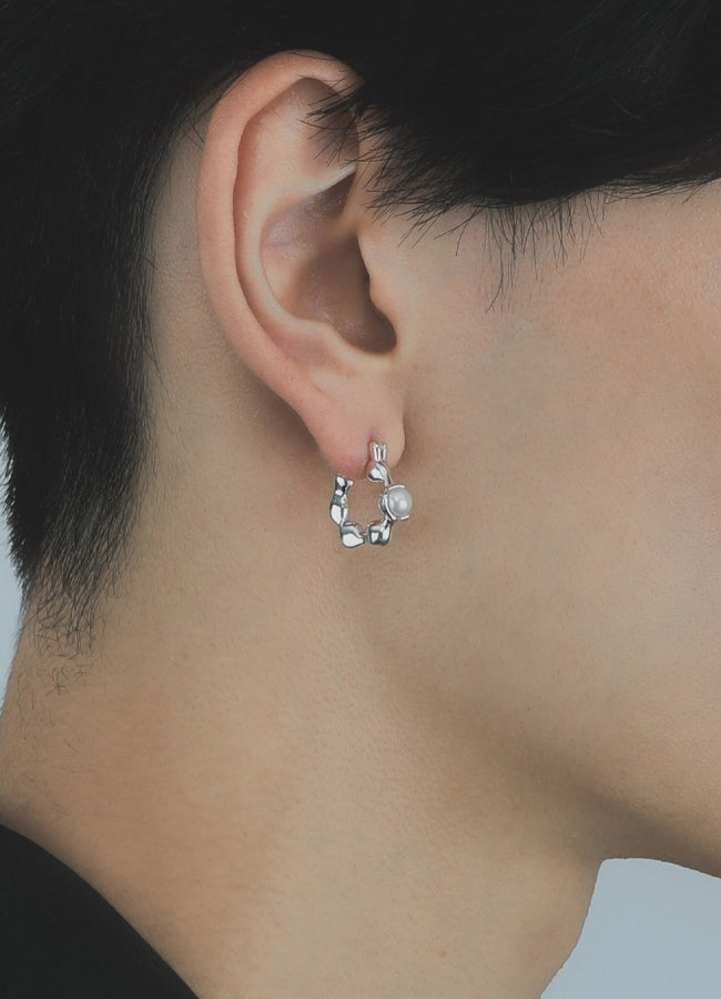 パールドロップレットフープピアス (SV) Toii