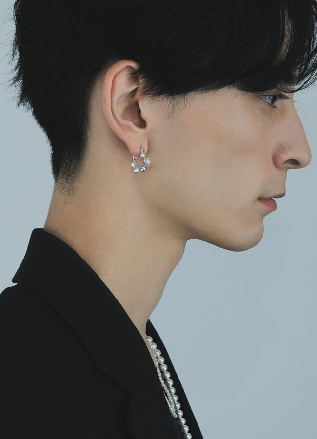 ドゥロワー su スウ パールピアス Pt999フレッシュウォーターパール/ダイヤモンドピアス