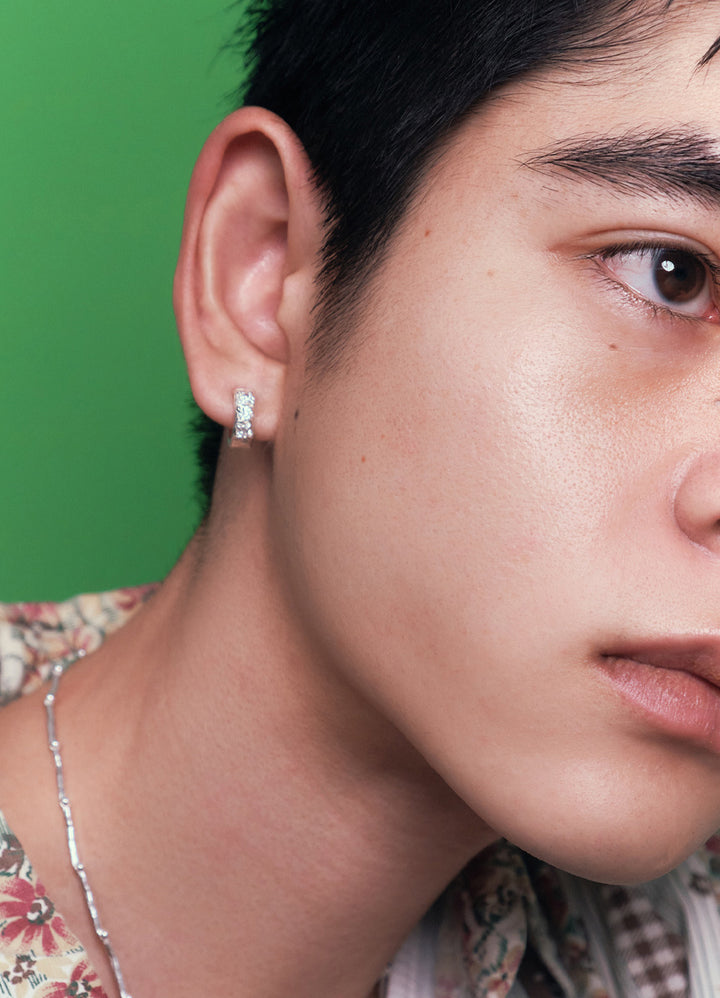 スウェイジルコニアフープピアス(CR.BK) Toii