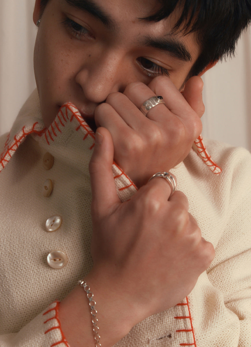 オニキスストーンリング (SV.BK) Huk