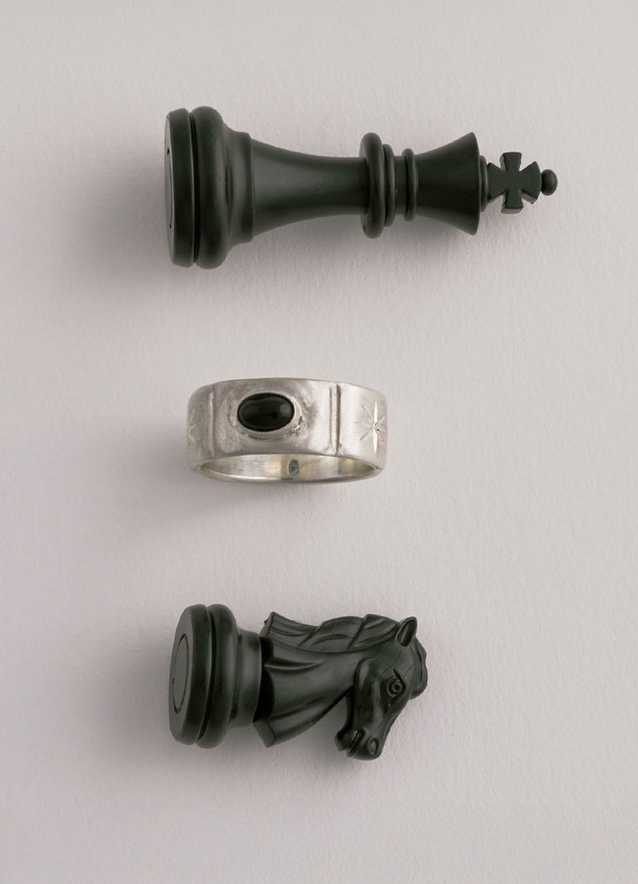 オニキスストーンリング (SV.BK) Huk